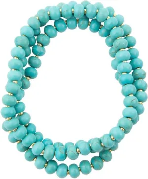 Barse Jewelry Blue Turquoise Magnesite Golden Bracelet Set