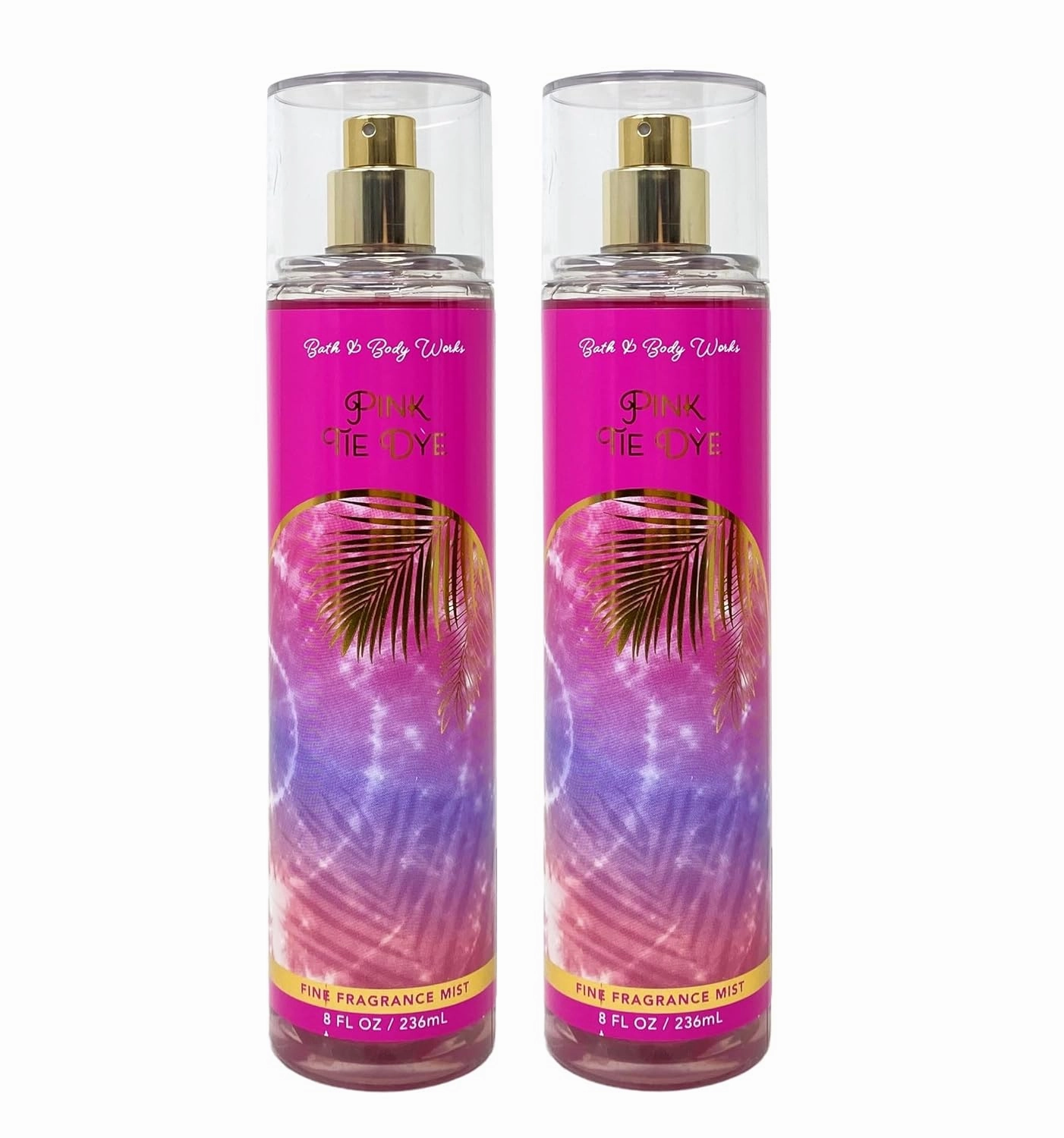 Bath and Body Work Pink Tie Dye 2 Piece Fine Fragrance Mist Gift Set Bundle - 8 fl oz / 236 mL each
