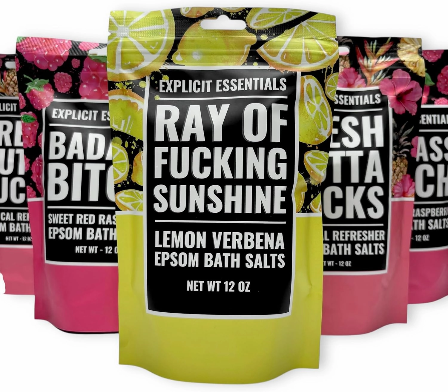Bath Salt Gift Set for Women – 3-Pack of 12oz Aromatherapy Soaks – Relaxation Spa Gift – Sweet Raspberry, Lemon Verbena, Tropical Scented