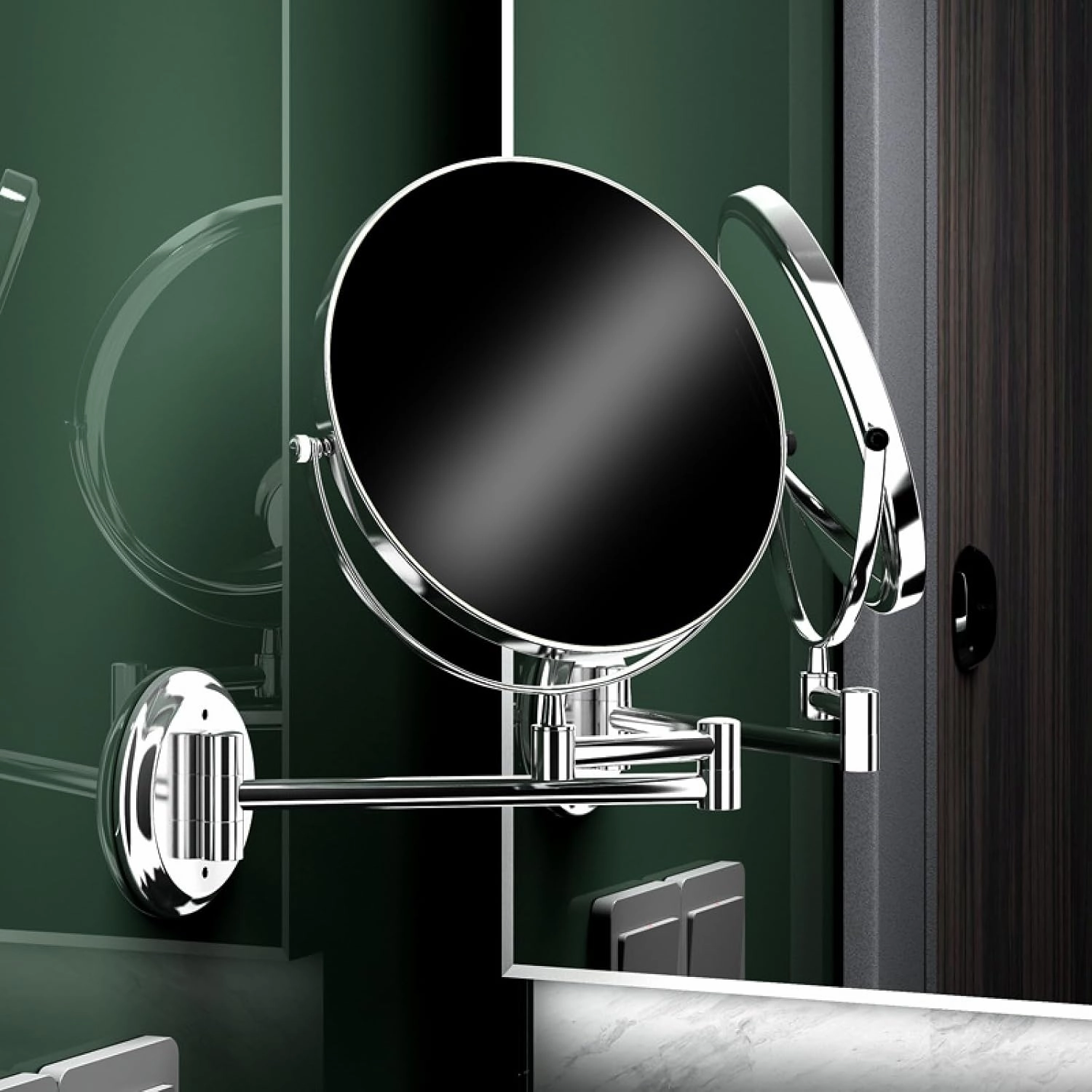 Bathroom Mirror Make-up Mirror Folding Telescopic Beauty Mirror Dressing, 6 inch Bright Silver Makeup Mirror