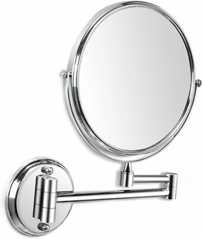 Bathroom Mirror Make-up Mirror Folding Telescopic Beauty Mirror Dressing, 6 inch Bright Silver Makeup Mirror