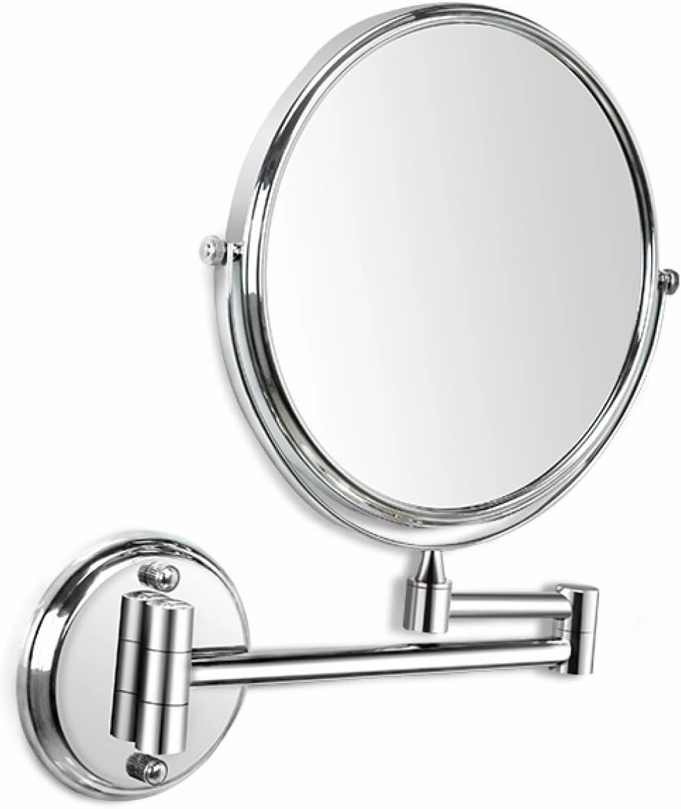 Bathroom Mirror Make-up Mirror Folding Telescopic Beauty Mirror Dressing, 6 inch Bright Silver Makeup Mirror
