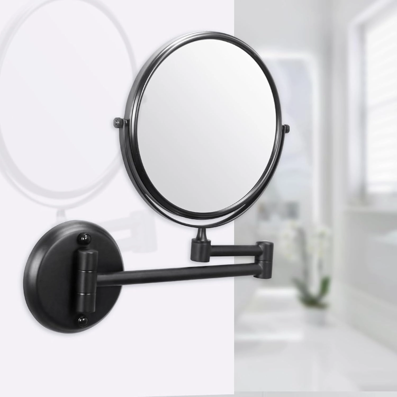 Bathroom Mirror Make-up Mirror Folding Telescopic Beauty Mirror Dressing, 6 inch Bright Silver Makeup Mirror