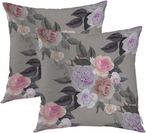 Batmerry Pink Purple Rose Pillow Covers 18x18 Inch Set of 2, Spring Flowers Double Sided Square Throw Pillow Covers Sofa Decorative Pillowcase Cushion
