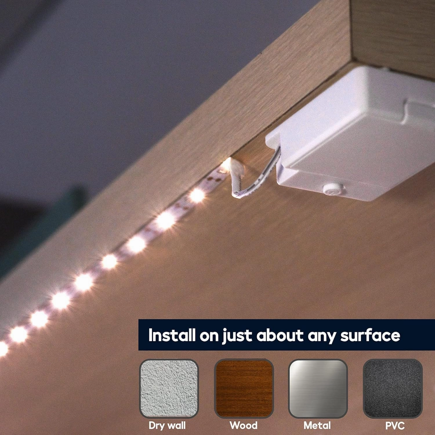 Battery Powered LED Strip Lights, 3 Pack 40 Inch Battery Operated LED Strip Lights for Shelves and Under Cabinet Indoor Use, Cordless LED Light Strips Warm White 2700K