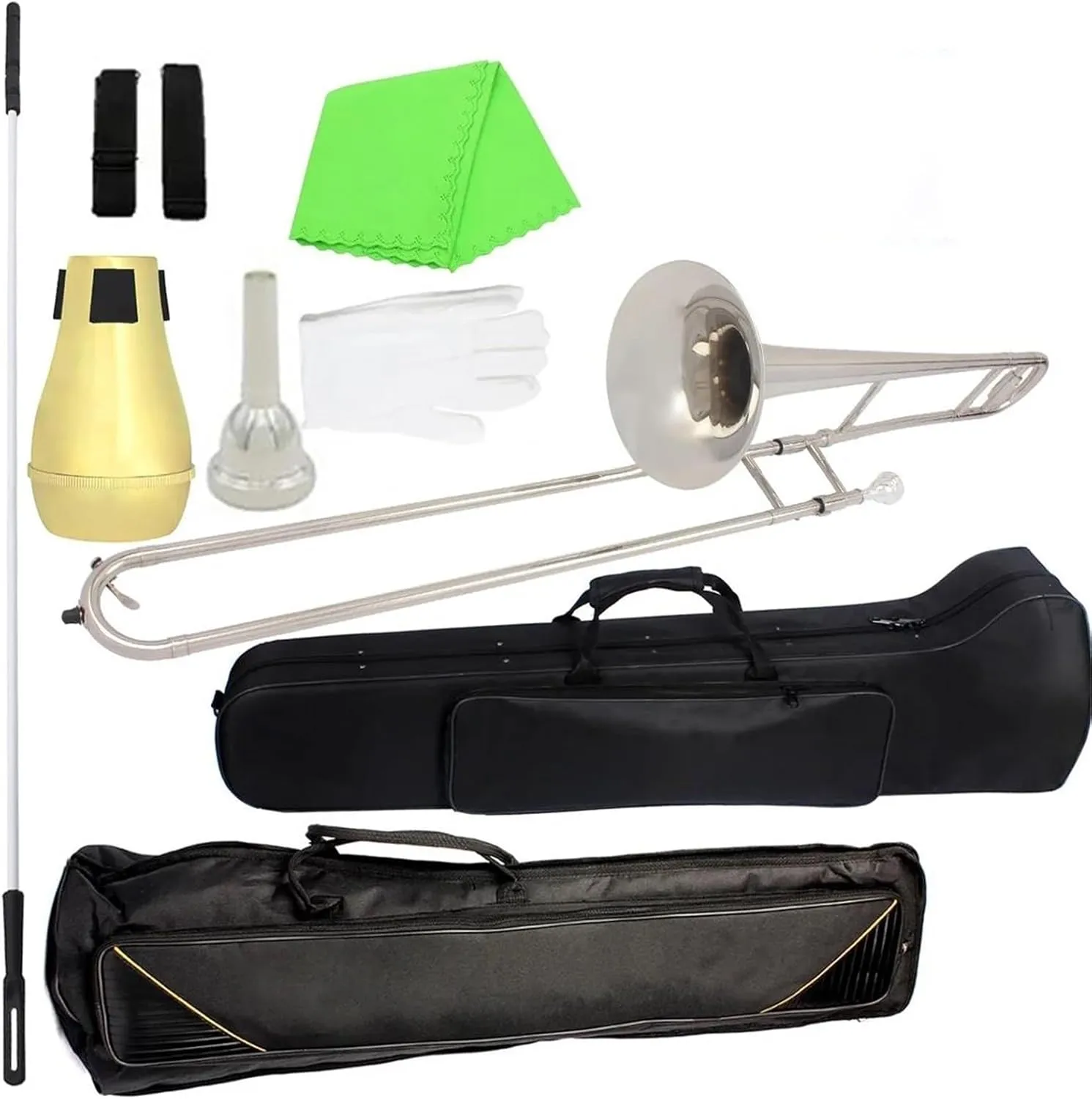 Bb Lacquer Trombone Brass Alto Set With Storage Bag Mute Rod Accessories(Trombone set)