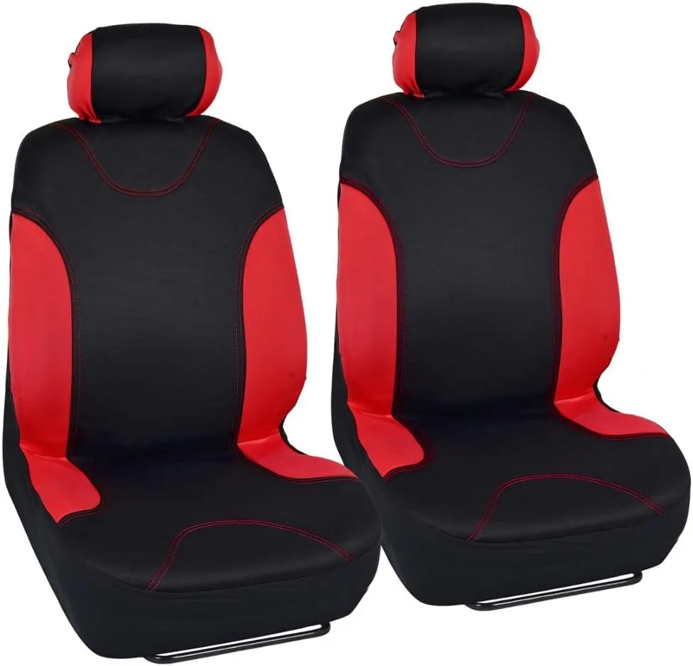 BDK Red Car Seat Covers Full Set - Universal Fit Matching Set Seat Covers for Trucks & Car Seat Protector for SUV - Front Seats, Rear Back Bench, & Headrest Seat Covers for Cars Interior Covers