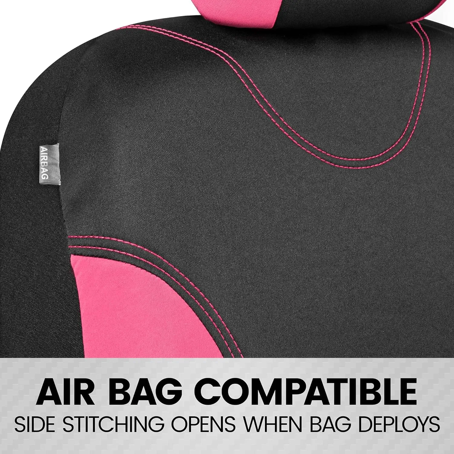 BDK UltraSleek Pink Seat Covers for Cars, Two-Tone Front with Matching Back Car Seat Cover, Made to Fit Most Auto Truck Van SUV, Interior Car Accessories, Full Set