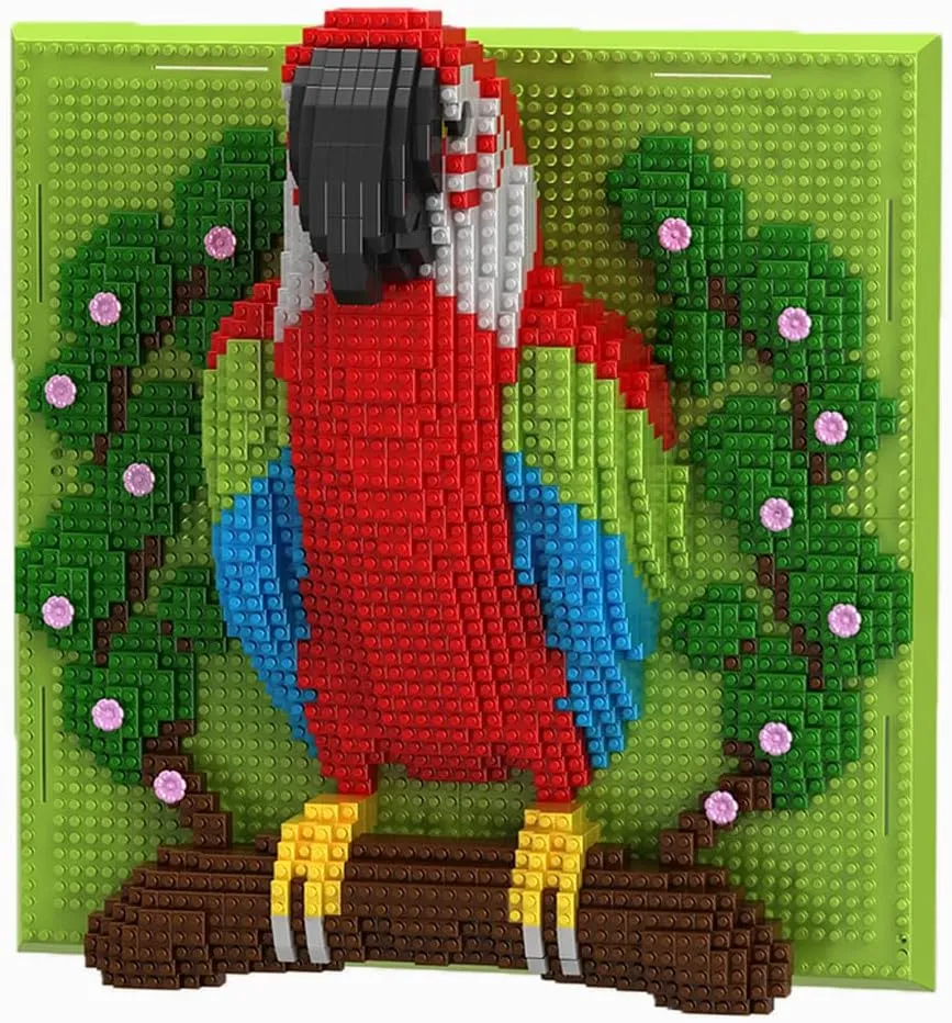 BDYDT Wall Art Parrot Building Blocks Set; A Wall Decor Set for Adults Who Love Creative Hobbies(2008 Pieces) Toys Gifts for Kid and Adult