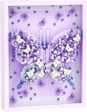 BDYDT Wall Art Purple Butterfly Flower Building Blocks Set; A Wall Decor Set for Adults Who Love Creative Hobbies(2000  Pieces) Toys Gifts for Kid and Adult