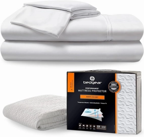Bedgear Ultimate Queen Bedding Bundle: Hyper-Cotton Sheet Set and Dri-Tec Performance Mattress Protector - Bright White