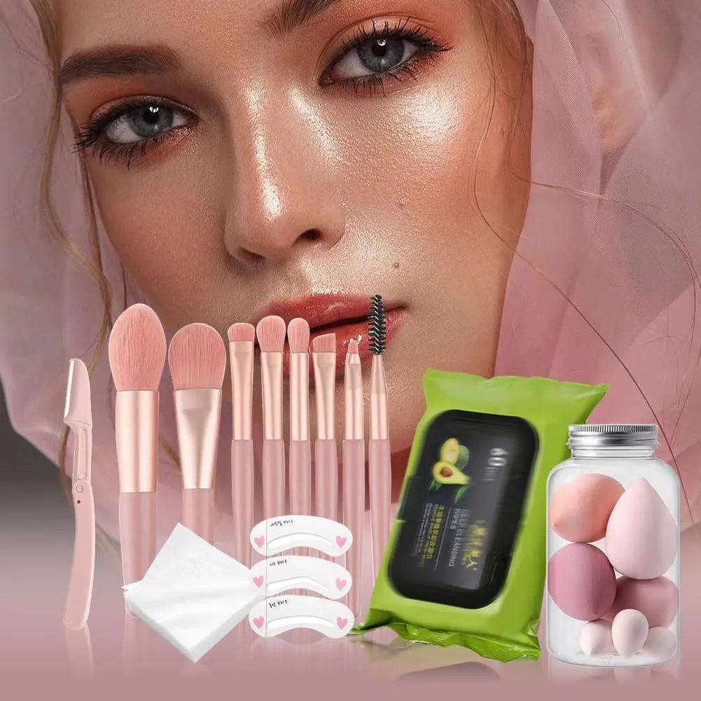 Beginner Makeup Kits, Makeup Present Set,Multipurpose Womens Makeup Sets Eyeshadow Palette Blushes Lipstick Brushes, Easy to Carry