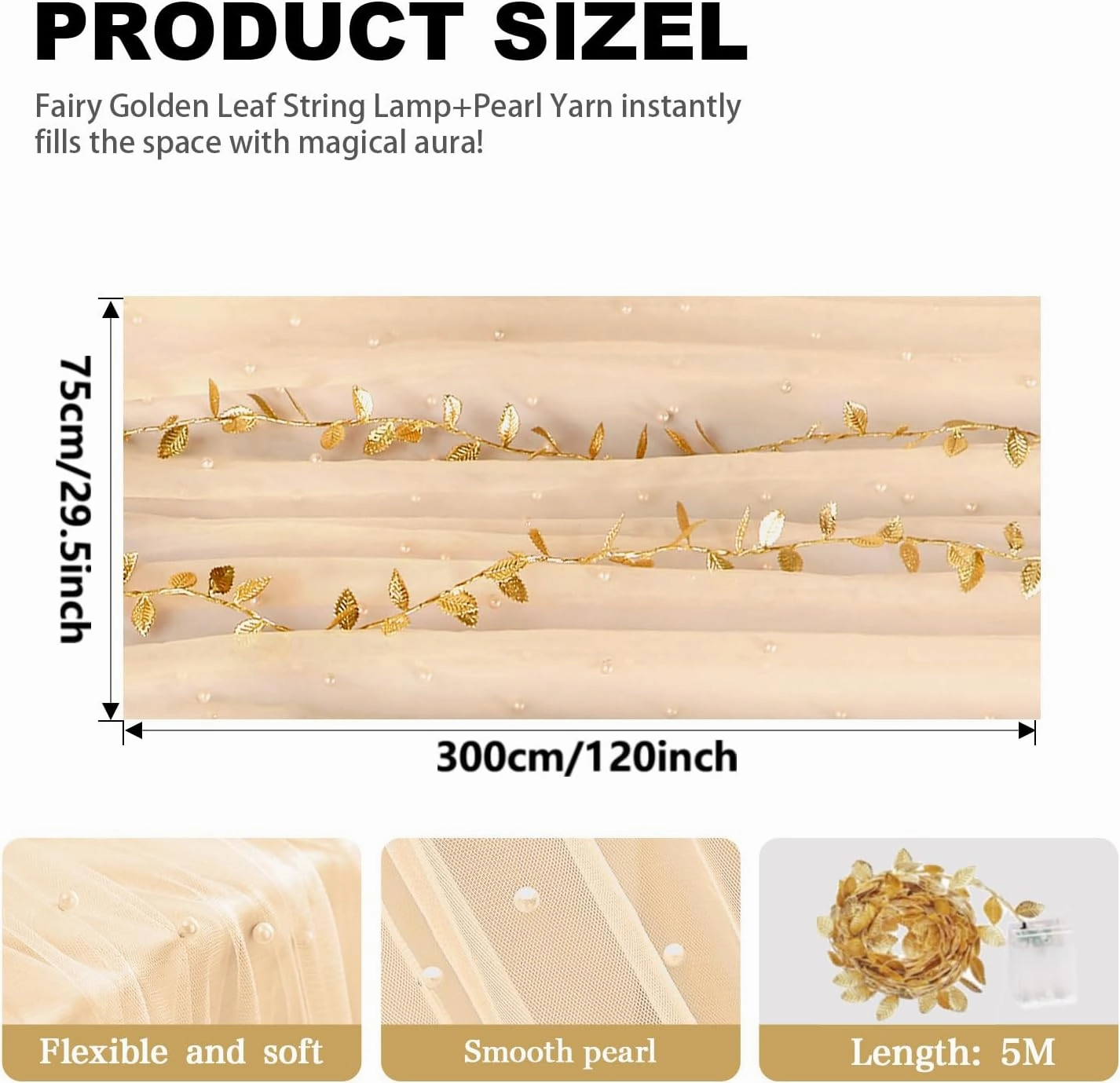 Beige 10 ft Pearl Table Runner with Lights for Wedding irthday Party Decorations