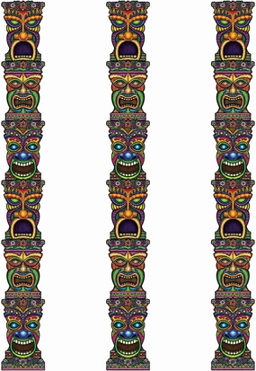 Beistle 3 Piece 7 FT Jointed Tiki Totem Pole Cut Outs Luau Party Decorations, Celebrating with You Since 1900, 7', Multicolor