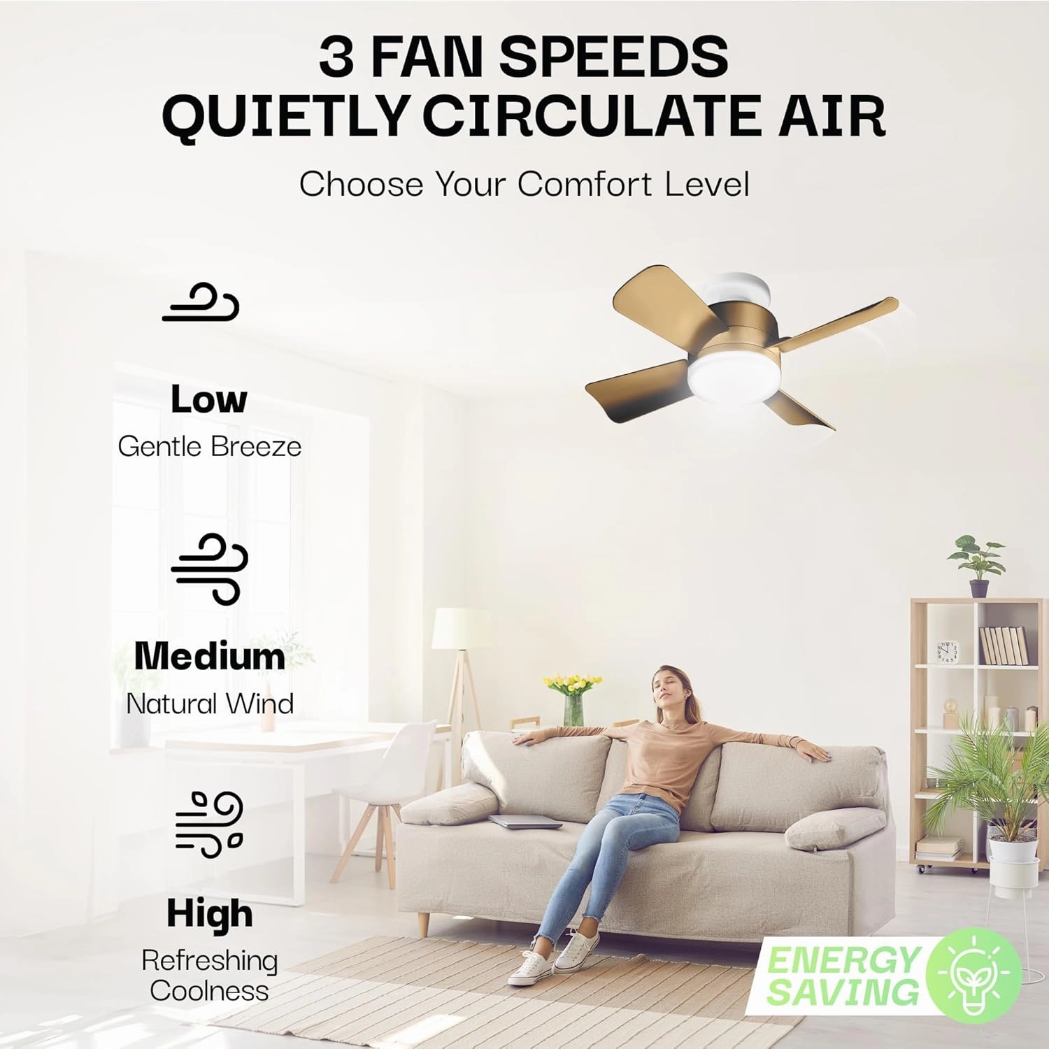 Bell Howell Socket Breeze Socket Fan Light with Remote, Portable Small Ceiling Fans with Lights for Bedroom, Kitchen, Living Room, Ceiling Fan with Light 3500K, 1000 Lumens, Screws into E26/E27