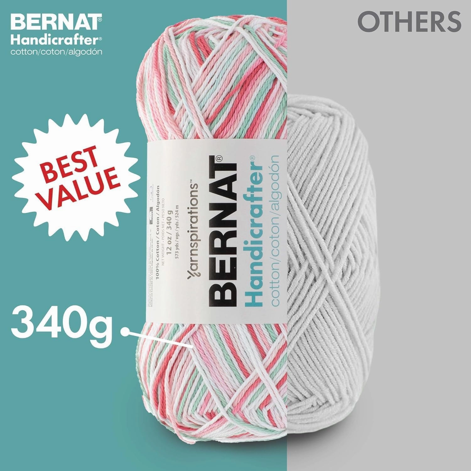 Bernat Handicrafter Cotton Yarn, Gauge 4 Medium Worsted, Sonoma Print