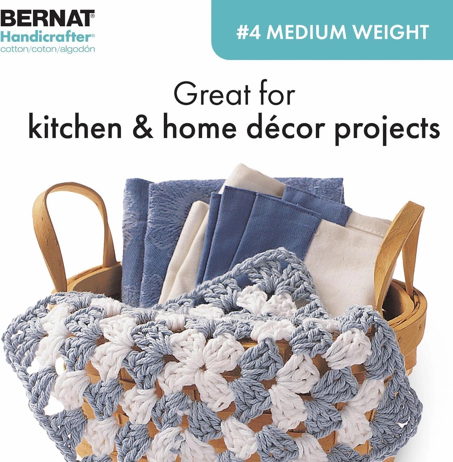 Bernat Handicrafter Cotton Yarn, Gauge 4 Medium Worsted, Sonoma Print
