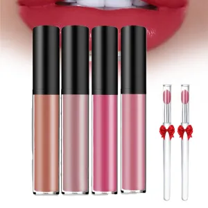 Beryse Lip Stain Oil, Beryse Staining Lip Oil, Probablei LassiLips Staining Lipoil, Visulong 12 Color Cream Lips Gloss, Waterproof, Non-stick to Cup (4pcs-2)
