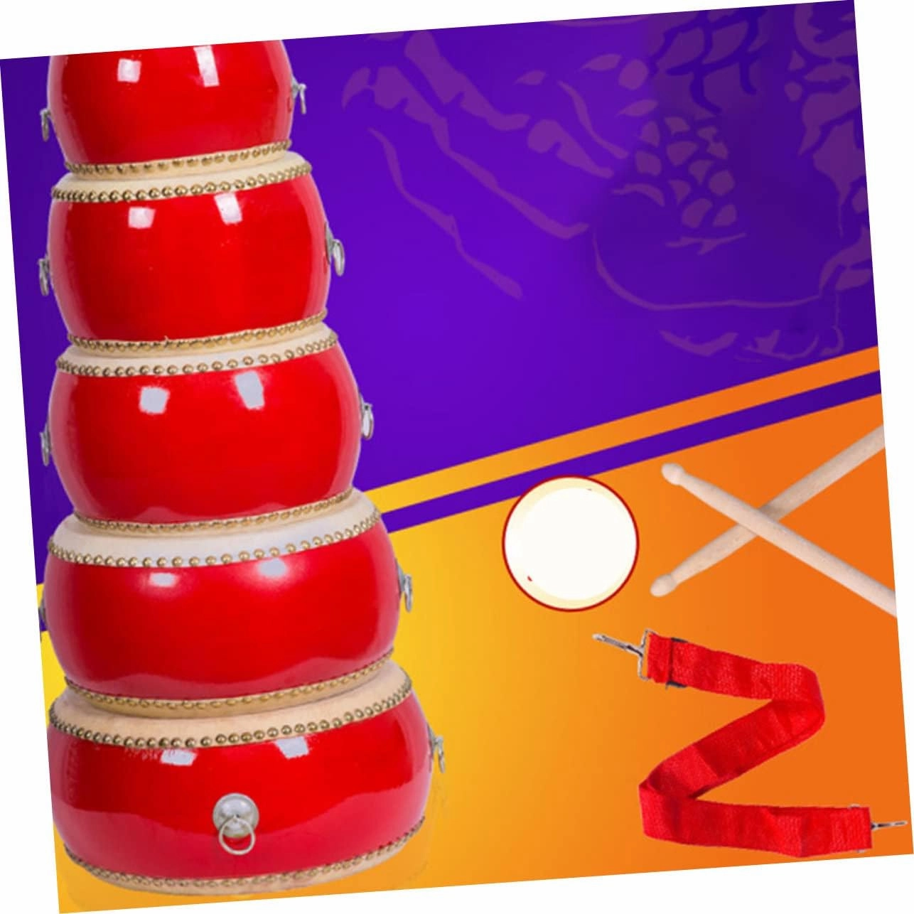 BESPORTBLE Drum Percussion Instrument for Music with Sticks and Straps Promotes Hand Eye Coordination and Musical Development