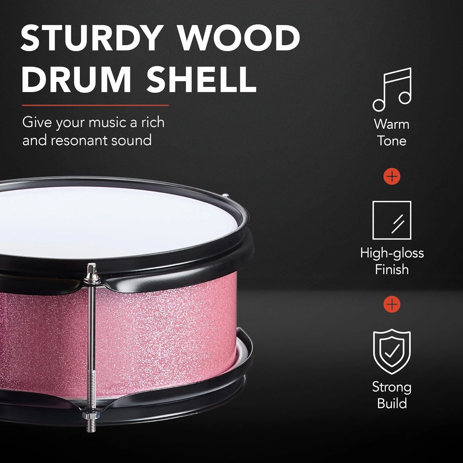 Best Choice Products Kids Drum Set 3-Piece Beginner Drum Set Junior Drum Set, w/Throne Stool, Cymbal, Drum Sticks, Bass Drum Pedal, 2 Toms - Pink Sparkle