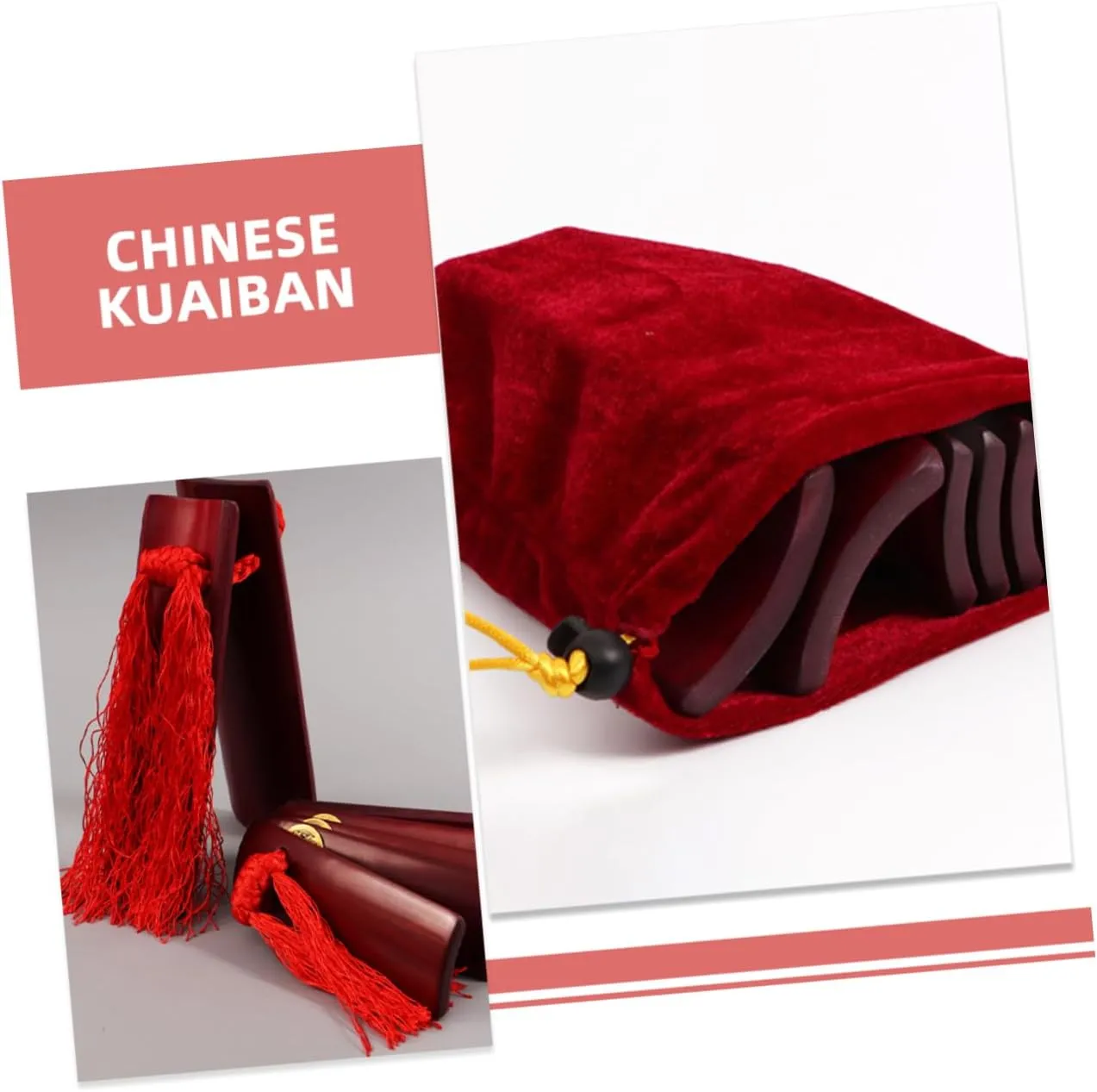 BESTonZON Traditional Chinese Allegro Bamboo Boys and Girls' Hand Percussion 2pcs Set Enhance Public Speaking Skills for Children