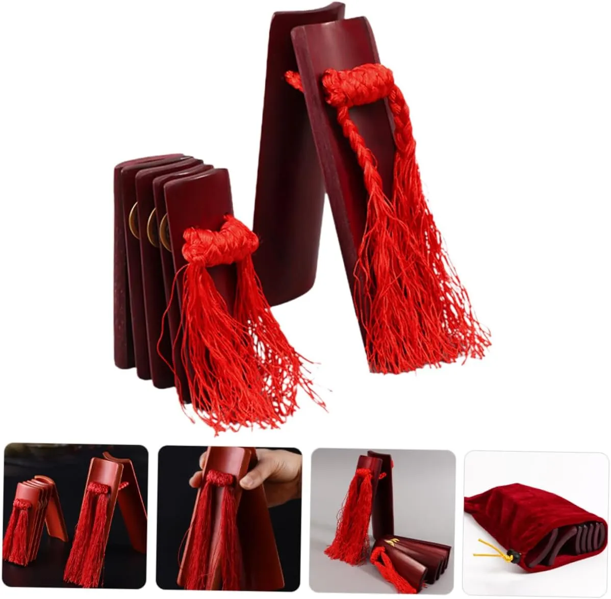 BESTonZON Traditional Chinese Allegro Bamboo Boys and Girls' Hand Percussion 2pcs Set Enhance Public Speaking Skills for Children