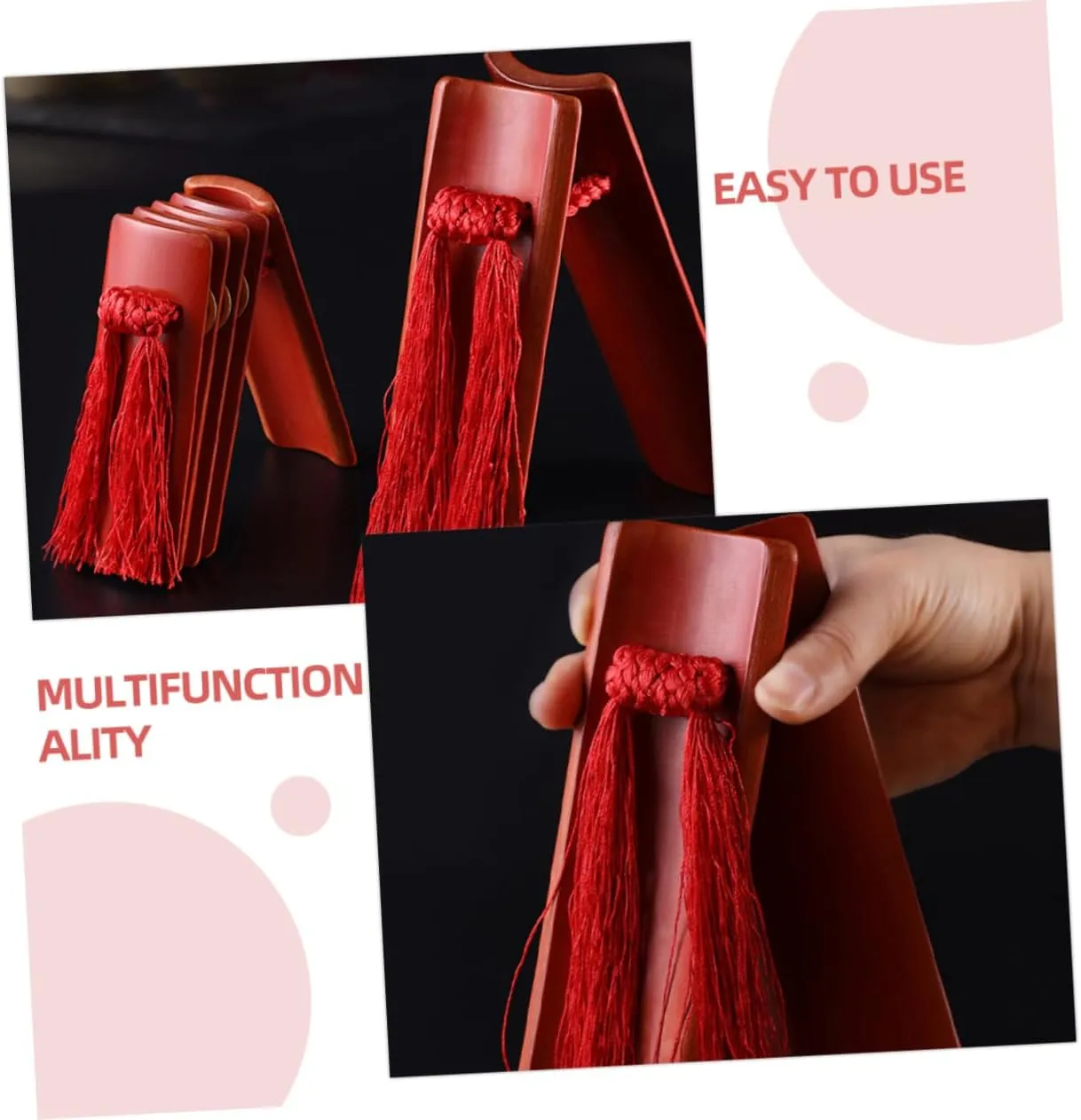 BESTonZON Traditional Chinese Allegro Bamboo Boys and Girls' Hand Percussion 2pcs Set Enhance Public Speaking Skills for Children