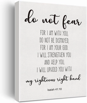 Bible Verse Art Wall Decor Isaiah 41:10 Do Not Fear Scripture Canvas Painting Prints for Home Dining Room Living Room Wall Decor Framed Artwork Christian Gifts(12x15 Inch)