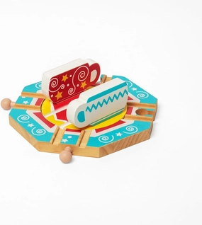 Bigjigs Rail Tea Cup Turntable - Revolving Wooden Fairground Ride Train Accessory, Kids Trains & Railway Accessories, Sustainably Made, Toddler Gifts for 3 Years Old  