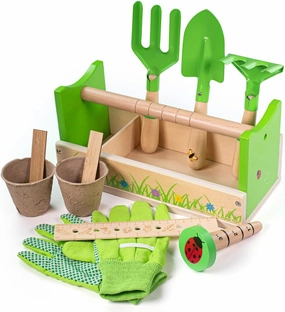 Bigjigs Toys, Gardening Caddy, Wooden Toys, Gardening Tools, Outdoor Toys, Garden Toys, Kids Gardening Set, Children's Gardening Set, Kids Garden Toys