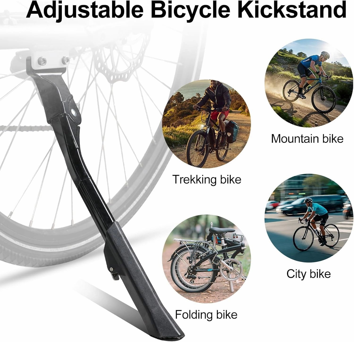 Bike Kickstand for Orbea Carpe, Adjustable Kickstand Foot Side Stand Support, Aluminum Rear Side Bicycle Stand for Bike with Non-Slip Rubber Foot, B