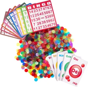 Bingo Game Set-1000 Colorful Chips with a Bag,100 Bingo Cards and Jumbo Deck of Calling Cards for Adults, Seniors, and Family - Calling Card Set- Ideal for Large Groups, Parties, Game Nights
