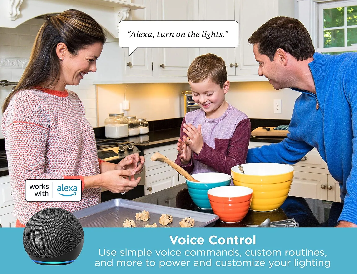 BLACK DECKER Works with Alexa Smart Under Cabinet Lighting Kit, Adjustable LEDs, (6) 9" Bars, White