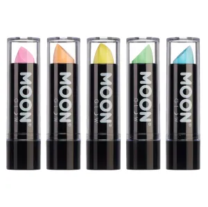 Blacklight Neon UV Lipstick 0.16oz Pastel Set of 5 colors – Glows brightly under Blacklights/UV Lighting!