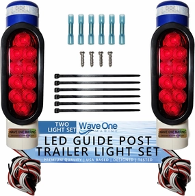 Boat Trailer Guide Post LED Pole Light Set, (DOT SAE APPROVED) IP67 Waterproof 12V PVC Pipe Tail Lights, Sealed Submersible Turn Signal Brake Marker (2PCS)