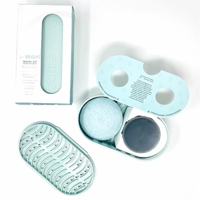 BOTTLE NONE | be BRIGHT Travel Set Includes be Bright Shampoo and Conditioner Bars for Blond, Natural Red & Grey Hair with Travel Soap Dish | PH Balanced/Salon Grade/Natural | 50  Washes