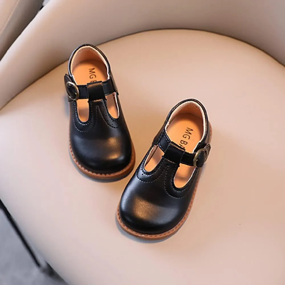 Boys Pu Shoes Vintage Girls Academy Wind Small Single Shoes