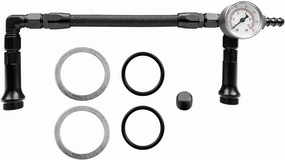 Braided Aluminum AN6 Dual Feed Carb Fuel Line Double Pump with Vacuum Pressure Gauge Fit for Holley Dominator 4150 Series 7/8"-20 Thread