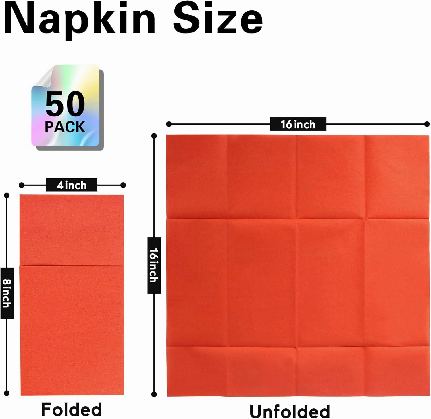 Bright Orange Napkins Hand Towels Disposable, Linen-Feel Dinner Napkins with Prefolded Built-in Flatware Pocket, Guest Paper Hand Towels For Halloween, Dinner Or Party (16x16in, 50Pack）
