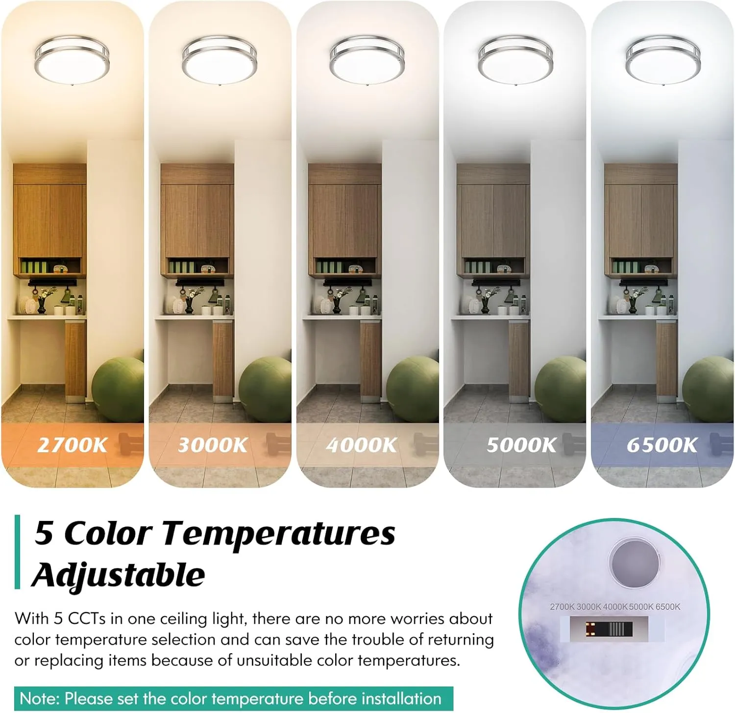 Brightever LED Ceiling Light Fixture, 30W 4000LM Modern Flush Mount Ceiling Lamps Dimmable, 2700K-6500K Adjusted 10 Inch Super Bright Bedroom Ceiling Lights for Kitchen Hallway, Brushed Nickle, 2-Pack
