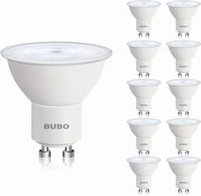 BUBO GU10 LED Bulb 6W Equivalent 50W, 5000K Daylight 650 Lumens, Non-Dimmable GU10 Bulb Replacement for Track Lighting, MR16 LED Bulb for Kitchen, Range Hood, Living Room, Bedroom, 10 Pack