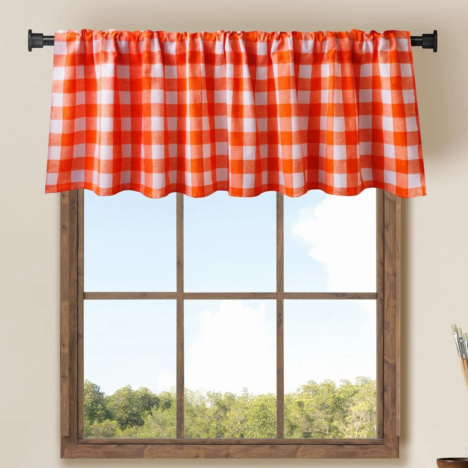 Buffalo Window Valences (Orange and White)