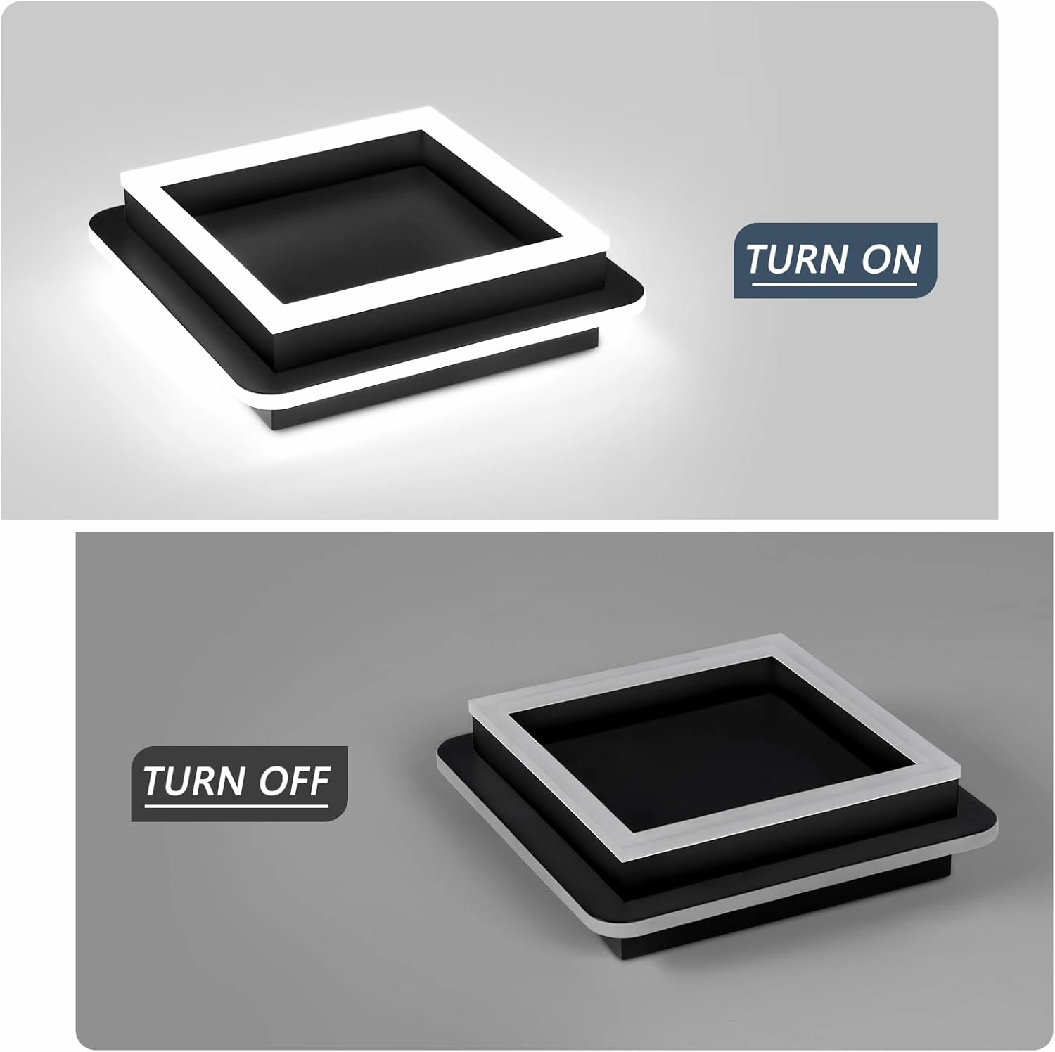 CANEOE Black Modern LED Ceiling Light, Square Flush Mount Ceiling Hallway Light Fxitures, 6000K Cold White Small Close to Ceilings Lamp for Bedroom Hallway Kitchen Balcony Cloakroom