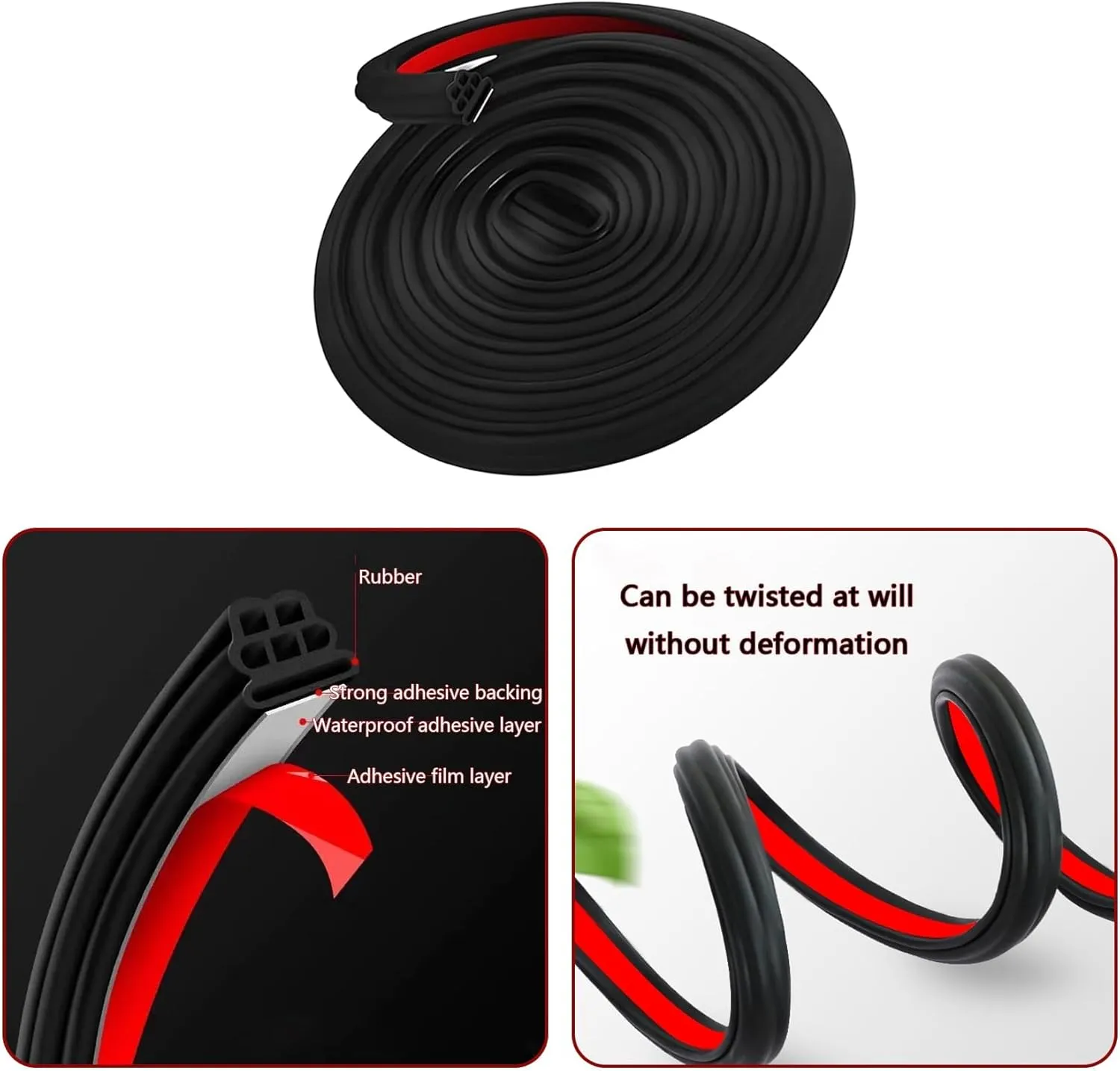 Car Door Seal Strip for Renault Scenic/Grand Scenic/Xmod IV III II I J9 R9 JZ JM JA 2000-2013 2014-2024, Car Weather Stripping Sound Insulation Seal, Self Adhesive Rubber Edge Trim Seal Strip
