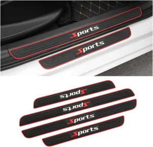 Car Door Sill Plate Protectors, 4 Pcs PVC Soft Rubber Front/Rear Door Sill Scuff Plate Guard, Universal Car Door Entry Decoration Stickers, Anti-Scratch Welcome Pedal Protector Cover