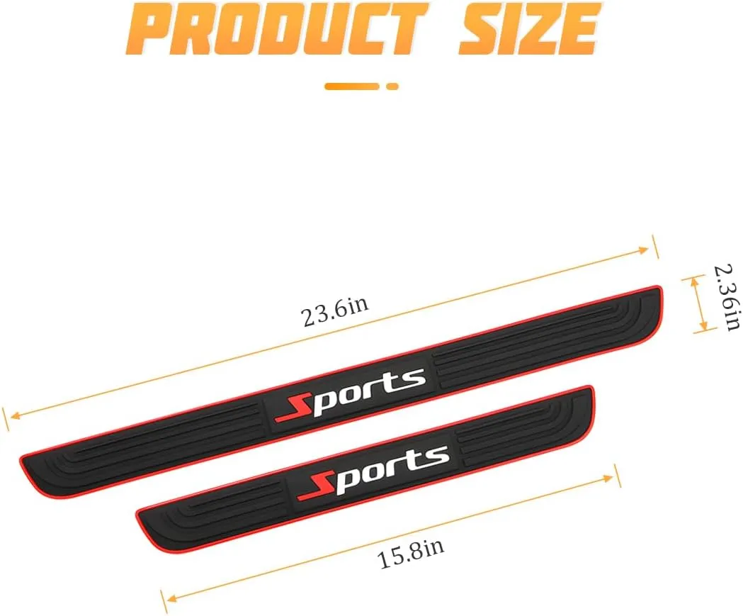 Car Door Sill Plate Protectors, 4 Pcs PVC Soft Rubber Front/Rear Door Sill Scuff Plate Guard, Universal Car Door Entry Decoration Stickers, Anti-Scratch Welcome Pedal Protector Cover