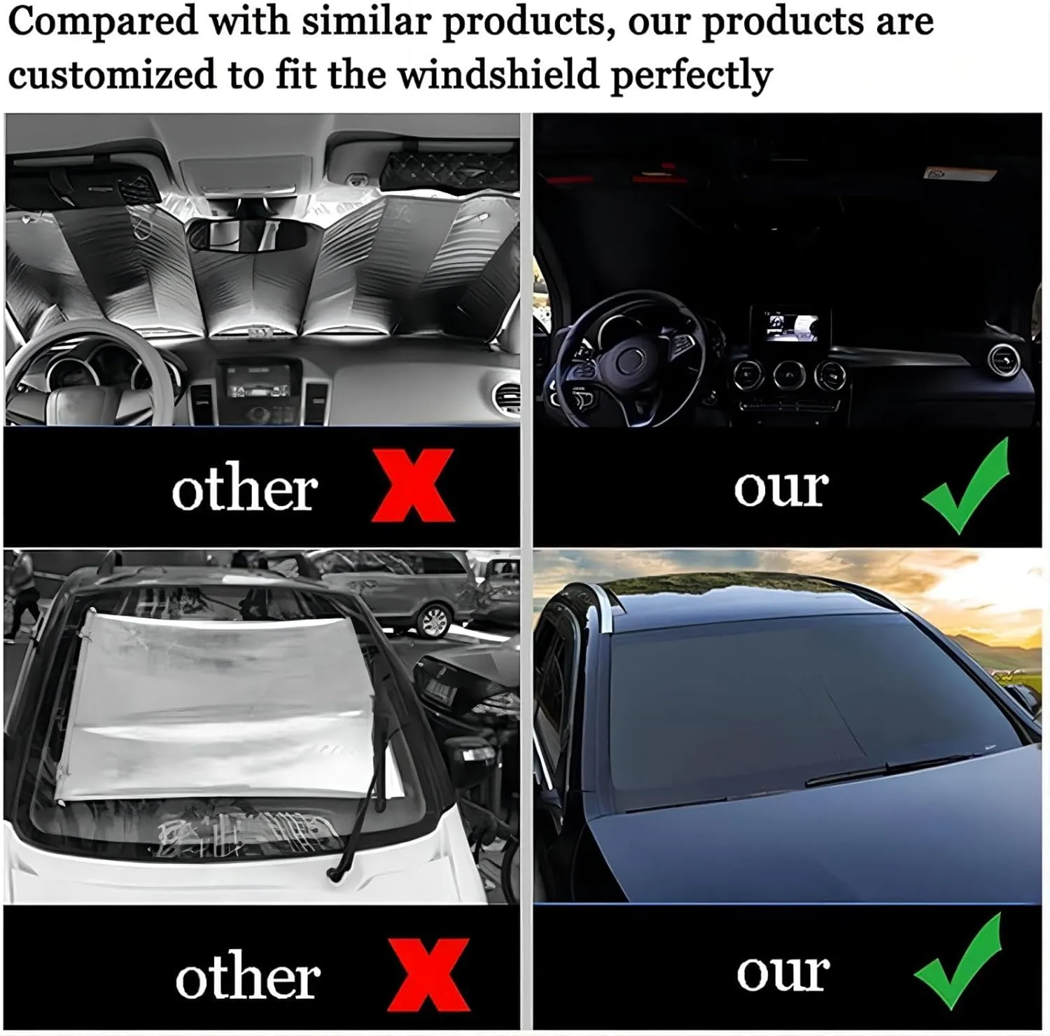 Car Windscreen Sun Shade for Mitsubishi Lancer Evolution X 2008 2009 2010 2011 2012 2013 2014, Front Windshield Sunshade Blocks UV Rays Sun Visor Protector Keep Vehicle Cooler,C