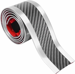 Car Door Edge Step Dust Shield Cover.5cmx1M Car SUV Universal Door Sill Protector Edge Trunk Bumper Anti Scratch Guard Sticker DIY PC Cover Strip for Cars Carbon Fiber Silver Tone