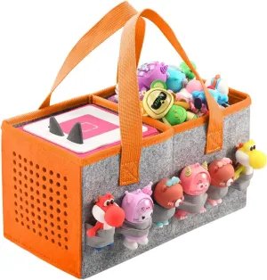Carrying Case for Toniebox Starter Set and Tonies Figurines, Travel Felt Cloth Musical Toy Folding Bag for Toniebox Accessories (Orange)