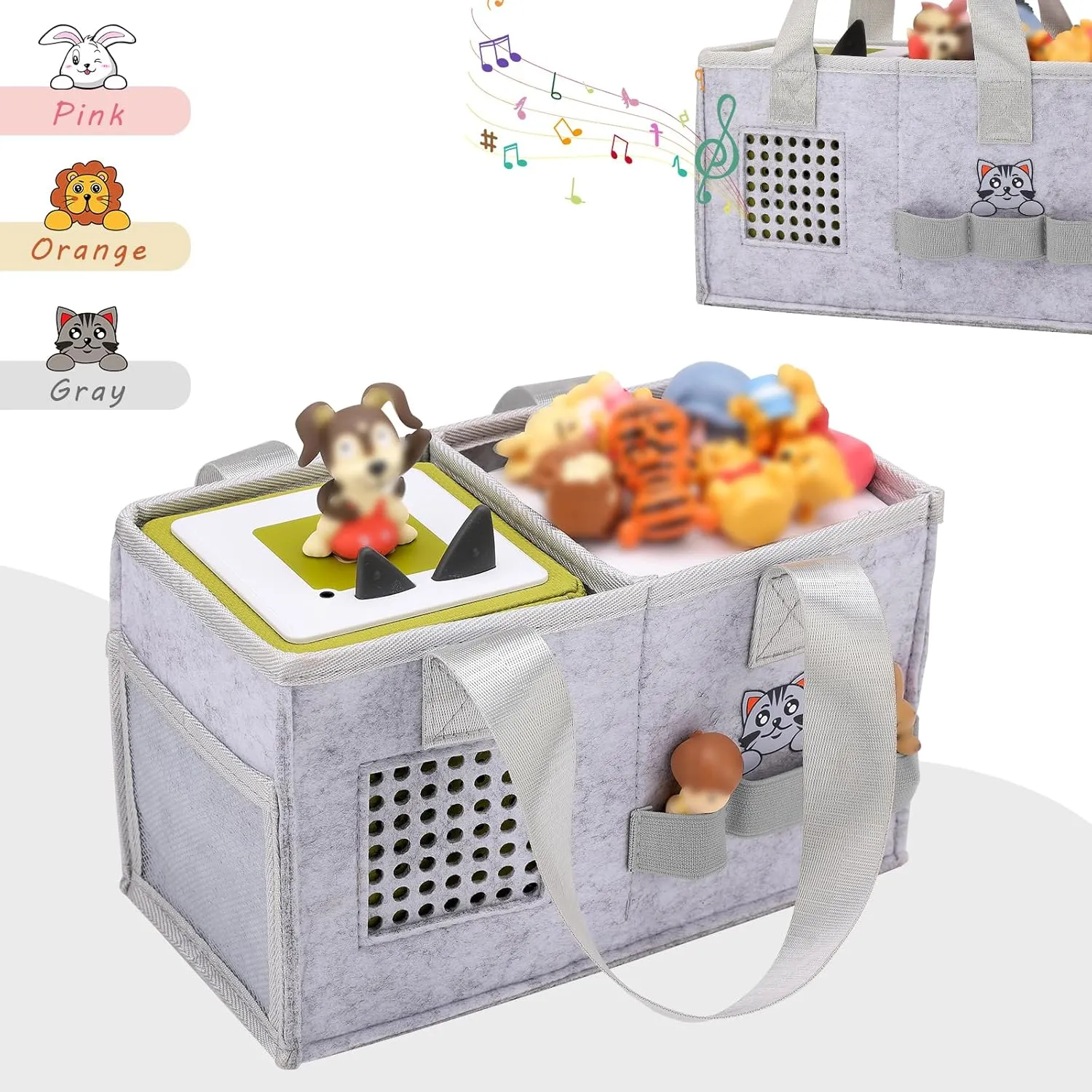 Case for Toniebox Starter Set - Bag for Tonies Figurines | Portable Carrying Case for Educational Musical Toy | Travel Storage Bag with Handle for Toniebox Accessories (Grey)…
